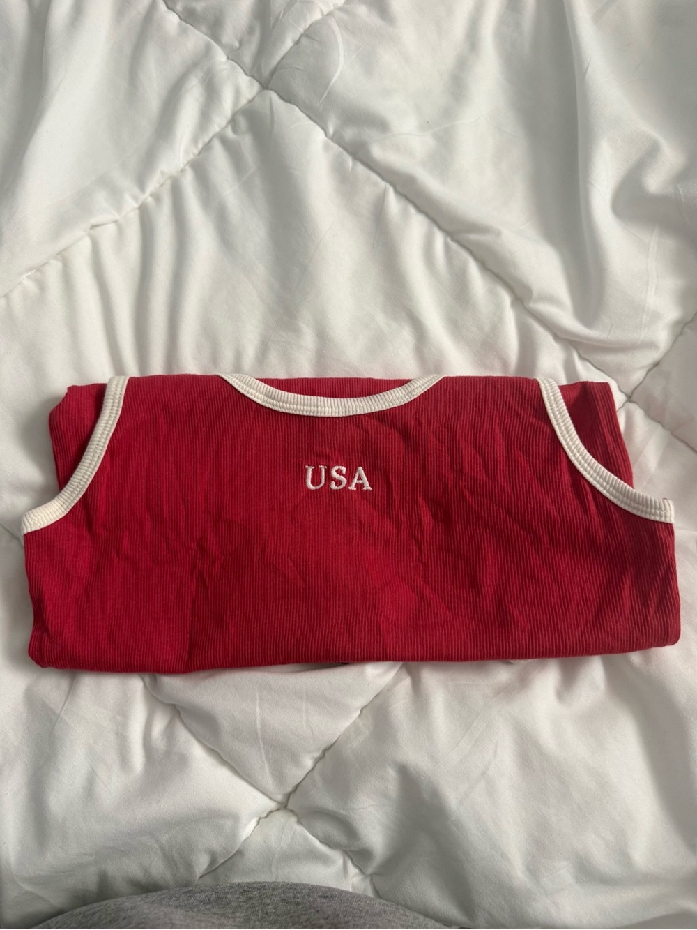 Universal Thread Red Ribbed Tank with White Trim - Picture 3 of 4